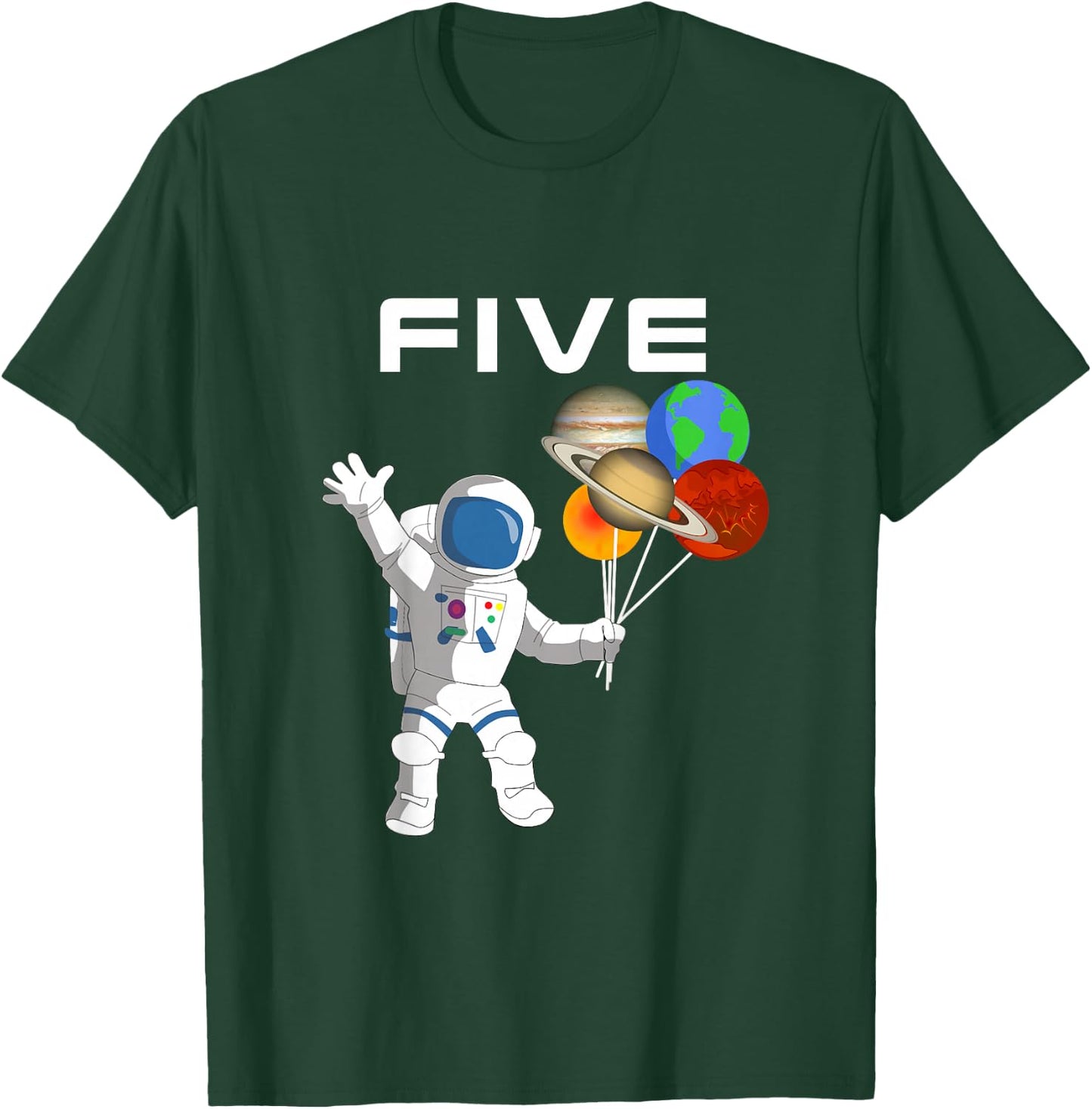 Kids 5 Year Old Outer Space Birthday Party 5th Birthday Shirt B T-Shirt - T-Shirt | Forest