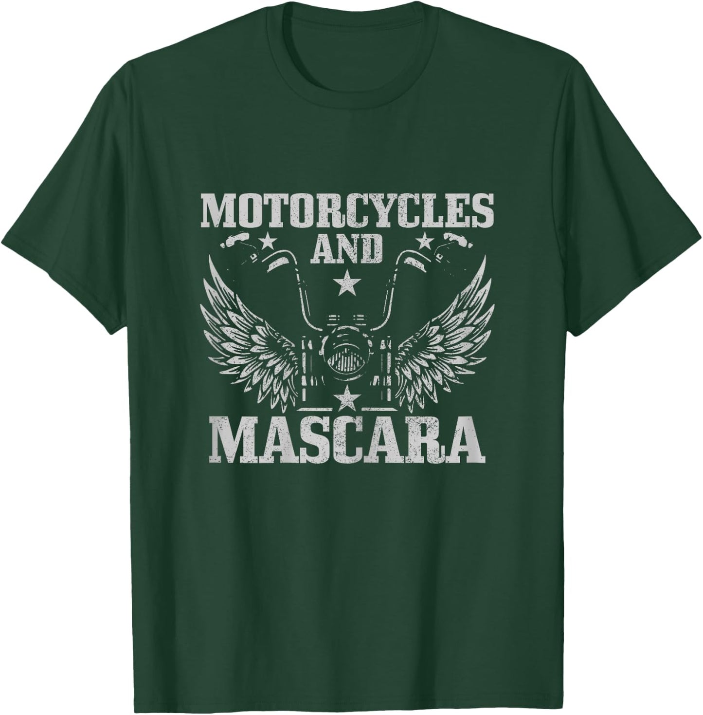 Motorcycles And Mascara Biker Girl Funny Vintage Biker T-Shirt - T-Shirt | Forest