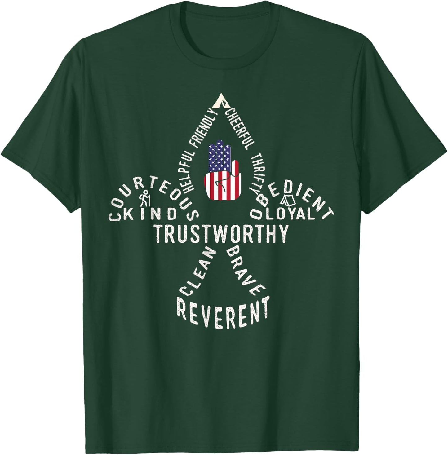 America Flag Scouting Law T-Shirt - T-Shirt | Forest