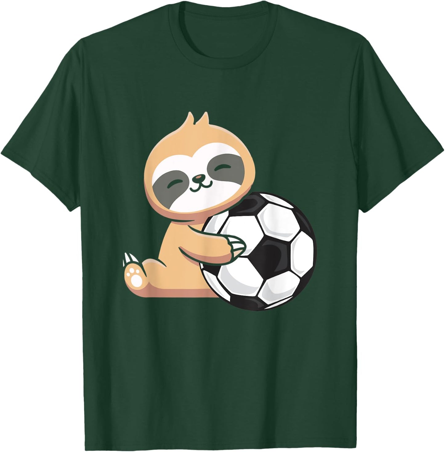 Sloth Soccer Cute Sloth Holding Soccer Ball Sport T-Shirt - T-Shirt | Forest