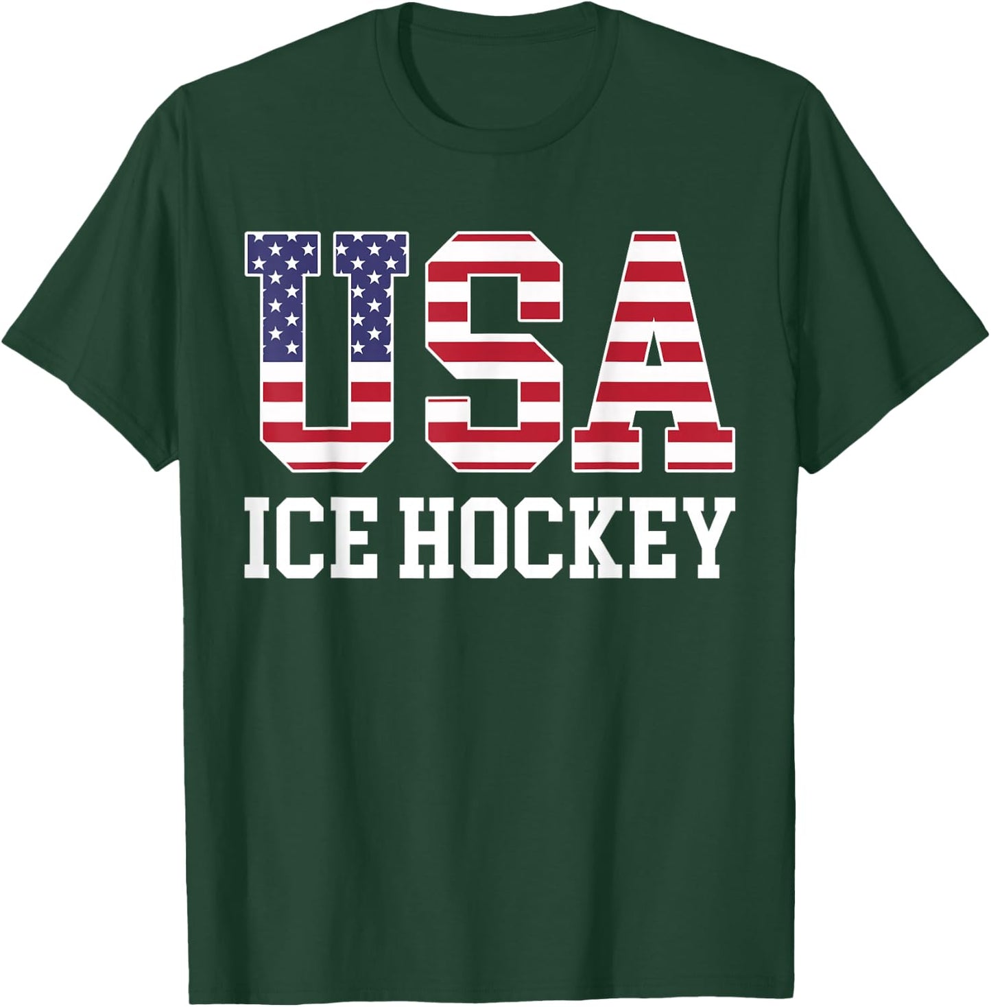 USA Flag Hockey Player - American USA Ice Hockey T-Shirt - T-Shirt | Forest