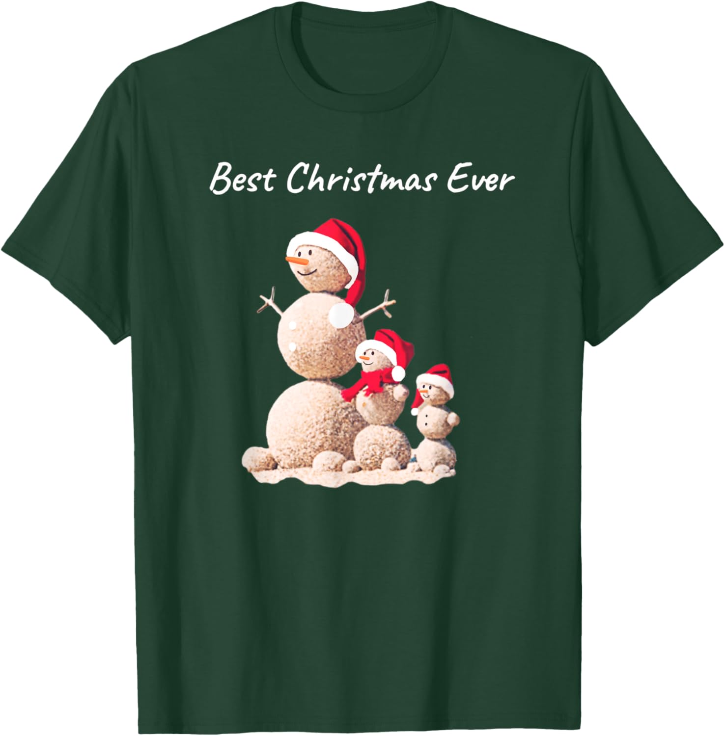 Sand Snowman Beach Shore Best Christmas Ever T-Shirt - T-Shirt | Forest