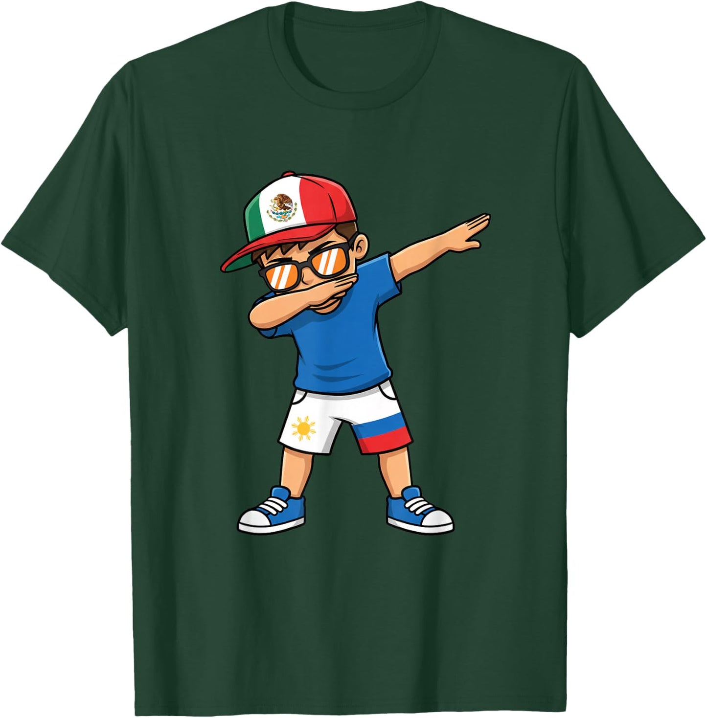 Mexican Filipino Kid Dabbing Boy with Hat T-Shirt - T-Shirt | Forest