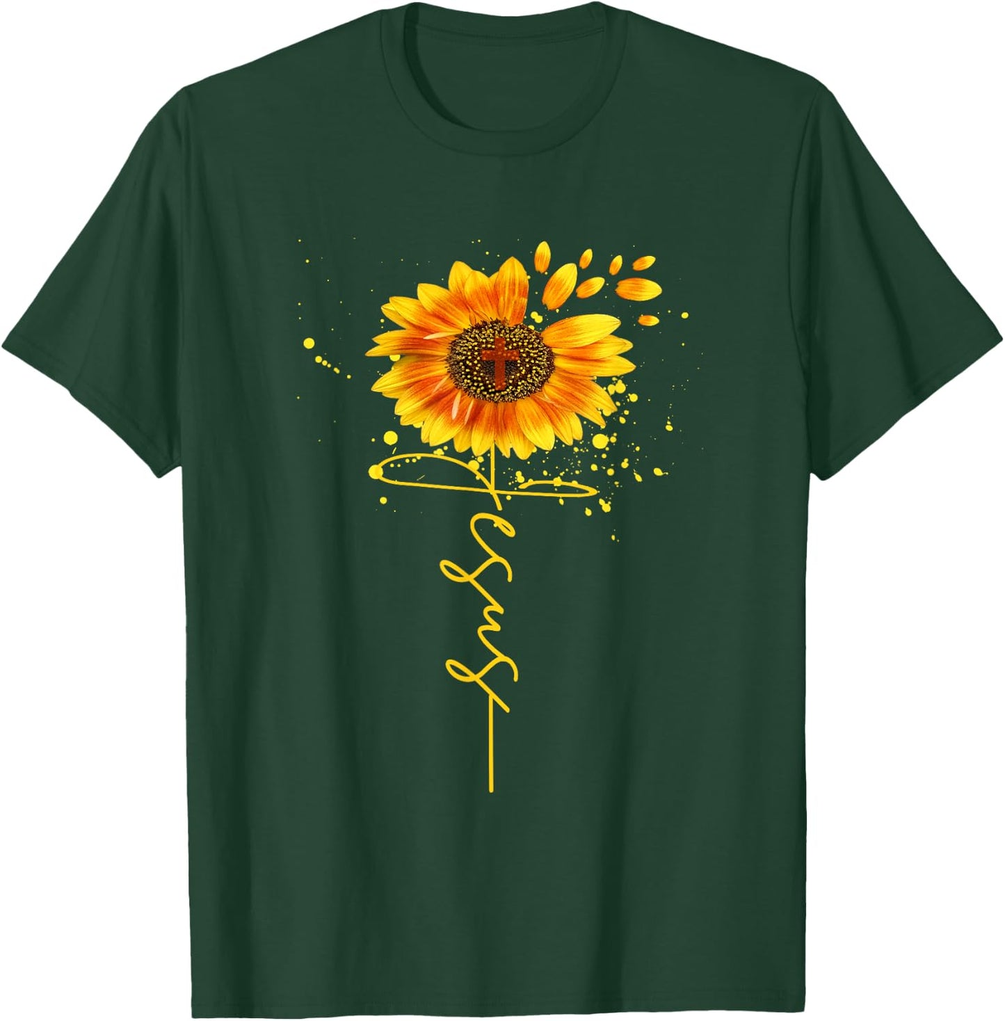 Jesus Sunflower Spiritual Christian Faith Religious Mom T-Shirt - T-Shirt | Forest
