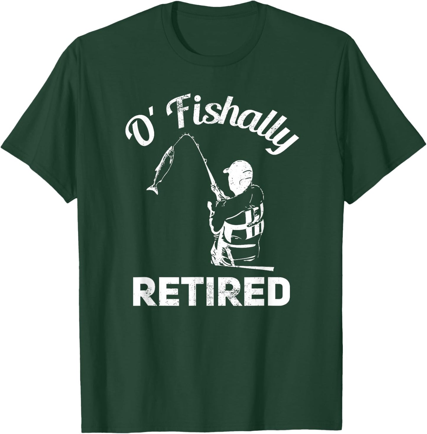 Ofishally Retired Fishing Retro Retirement T-Shirt - T-Shirt | Forest