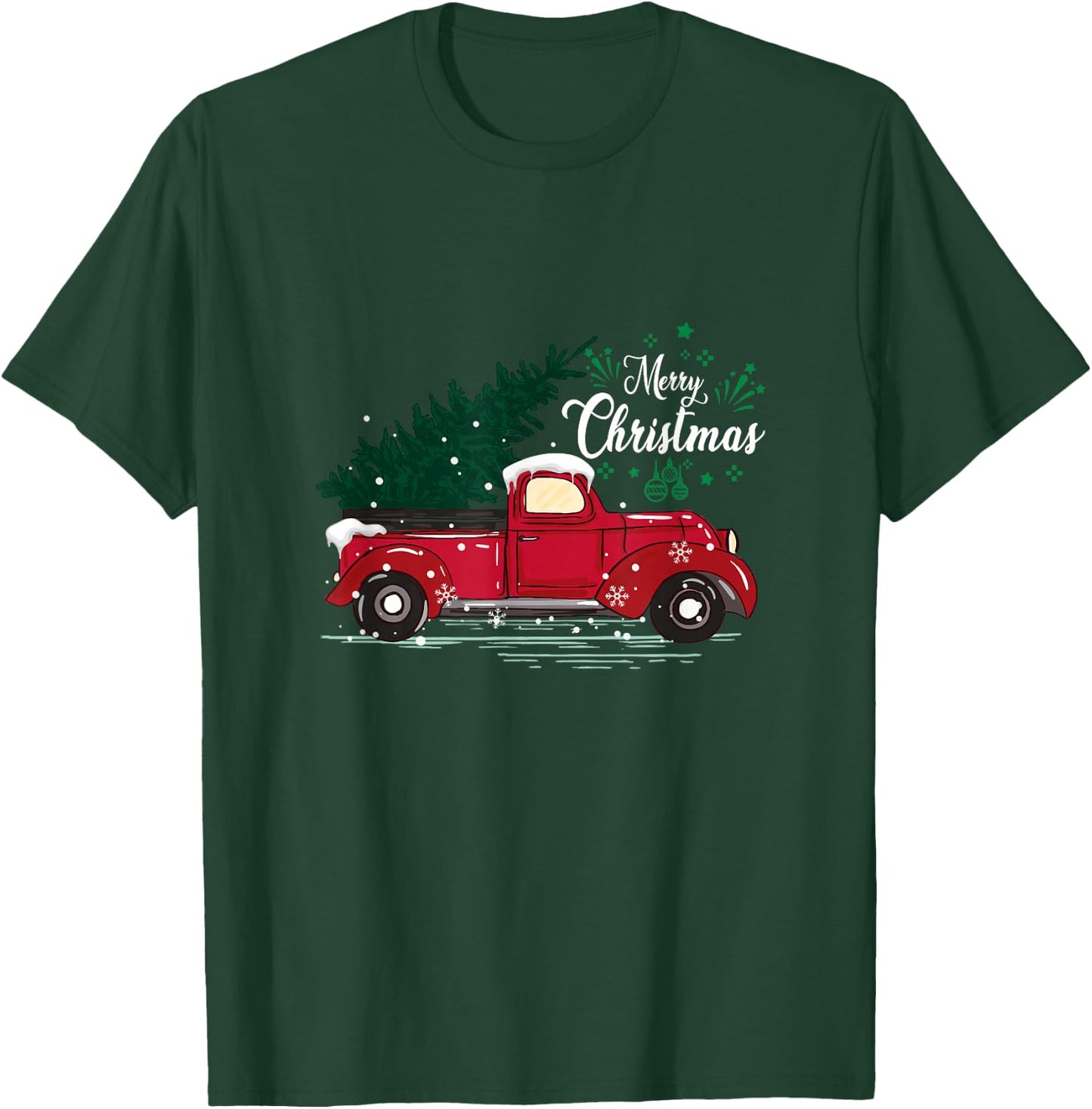Vintage Red Truck Christmas Tree T-Shirt - T-Shirt | Forest