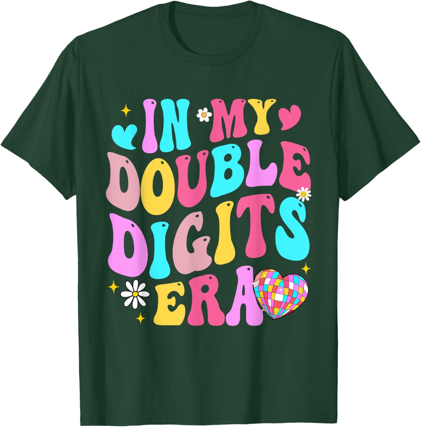 Double Digits Era Retro Birthday Era For Girls Women T-Shirt - T-Shirt | Forest