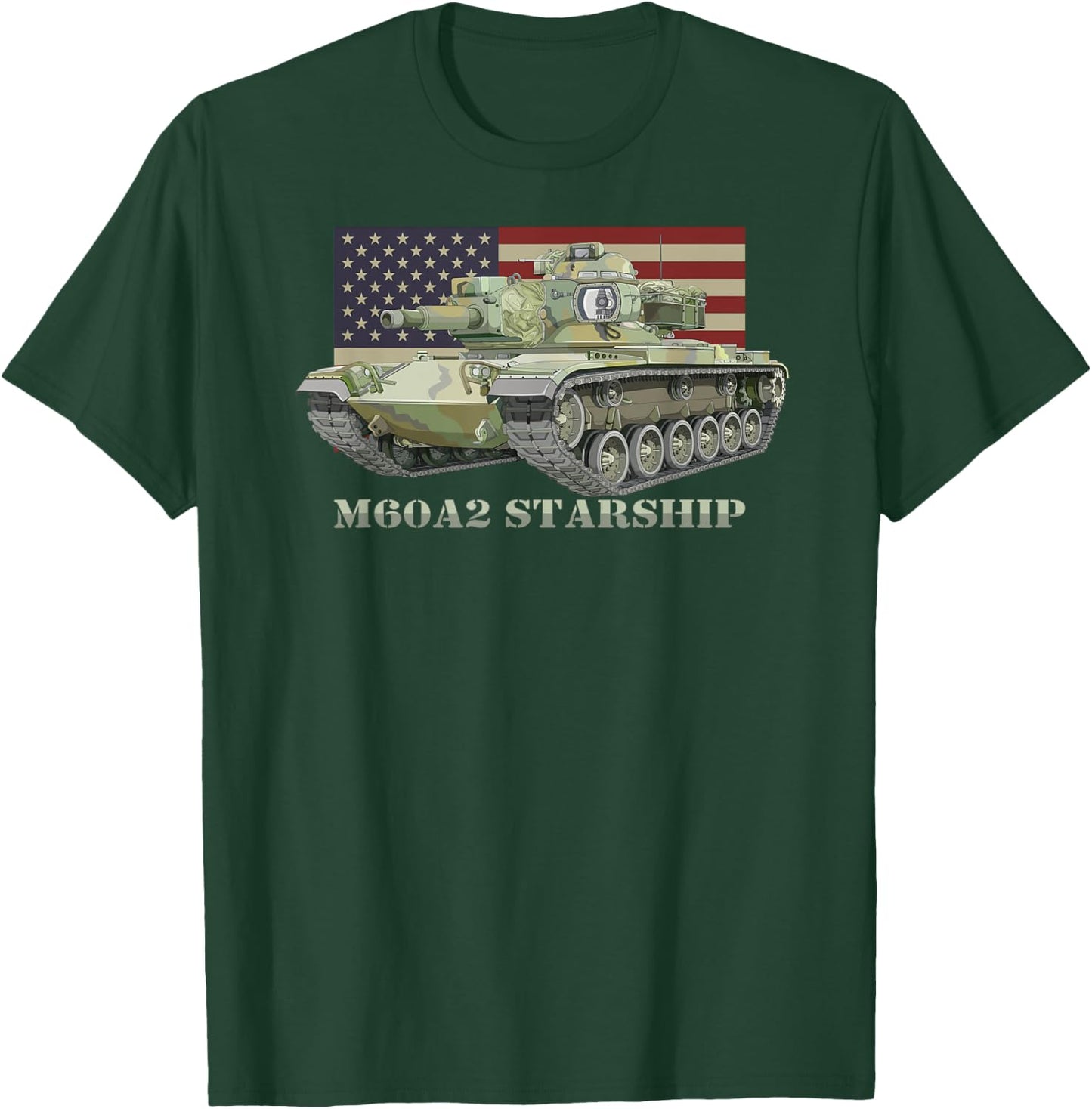 M60A2 Starship Main Battle Tank Diagram American Flag T-Shirt - T-Shirt | Forest