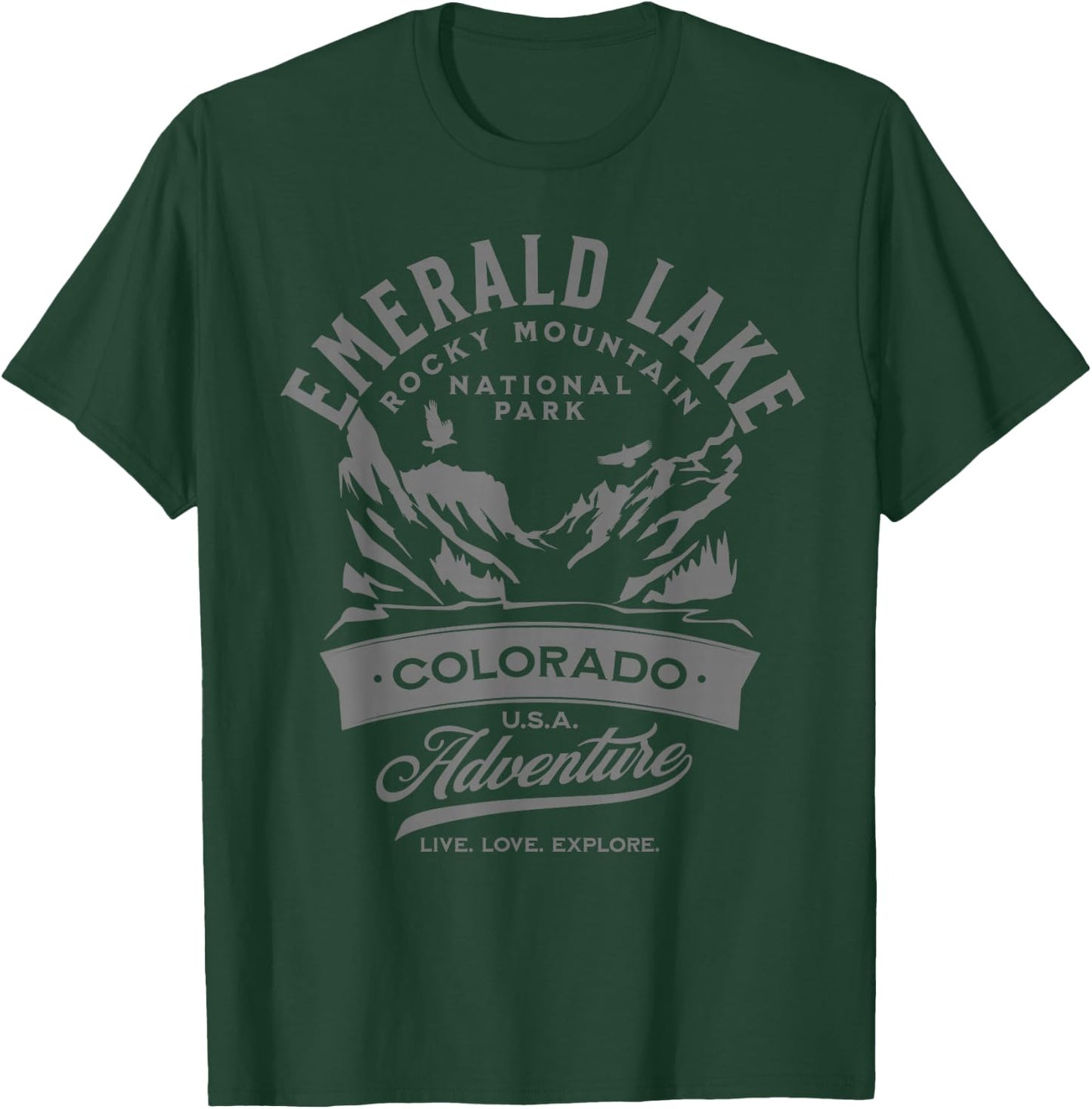 Emerald Lake Rocky Mountain National Park Colorado Design T-Shirt - T-Shirt | Forest