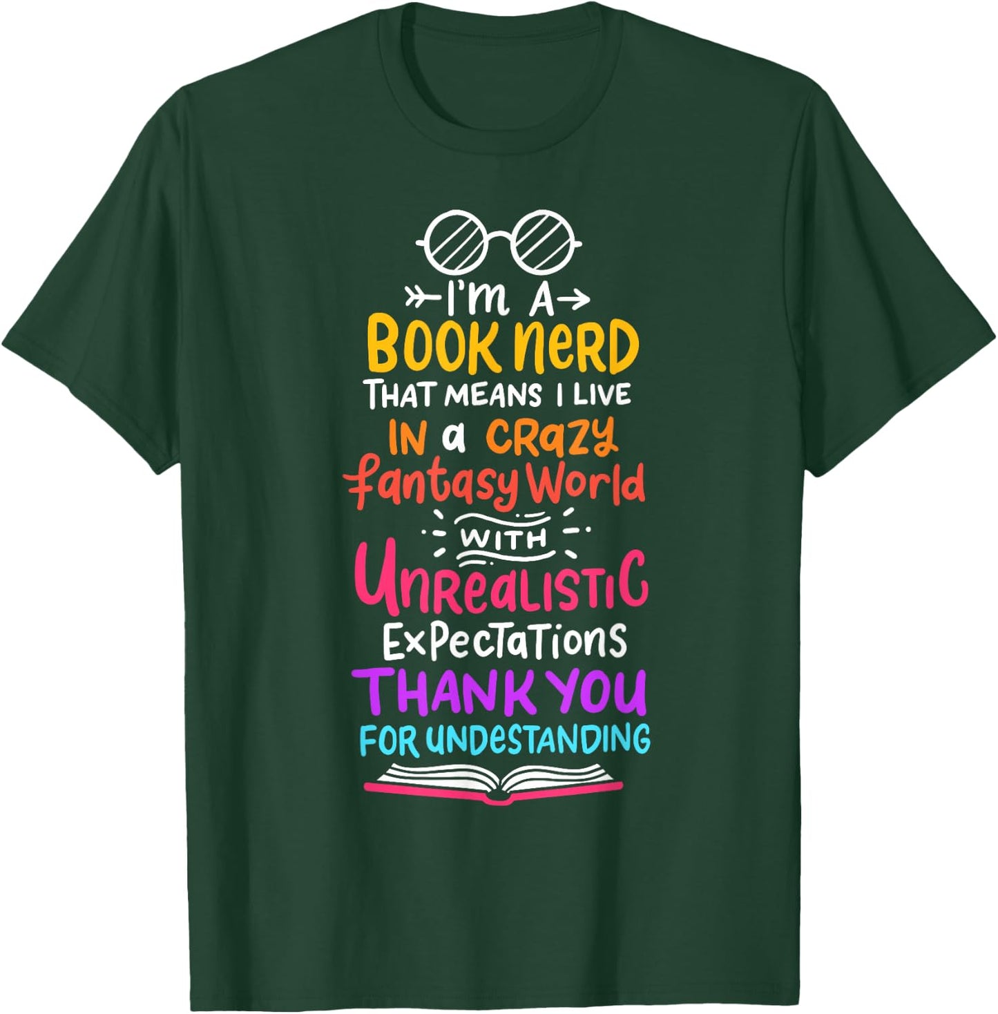 Books Reading English Teacher Student T-Shirt - T-Shirt | Forest