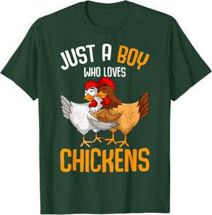 Just a Boy who loves Chickens Kids Boys T-Shirt - T-Shirt | Forest