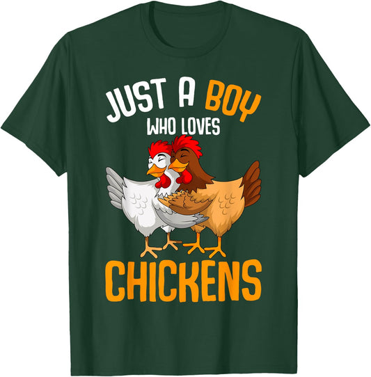 Just a Boy who loves Chickens Kids Boys T-Shirt - T-Shirt | Forest