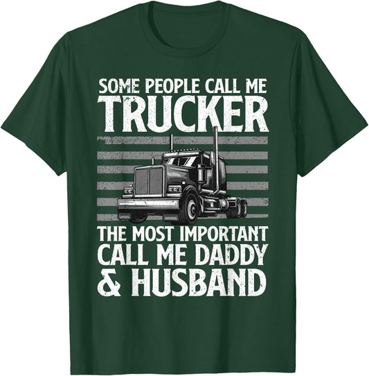 Funny Truck Driver Design Dad Trucker Trucking Lover T-Shirt - T-Shirt | Forest
