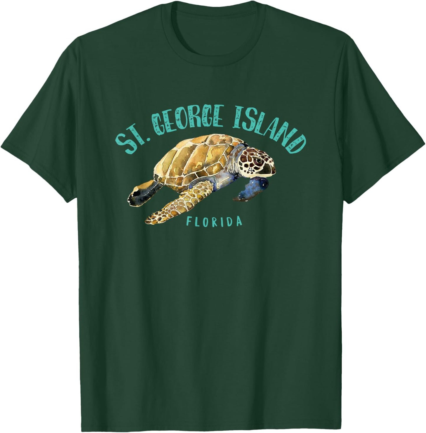 St. George Island Florida Sea Turtle Design T-Shirt - T-Shirt | Forest