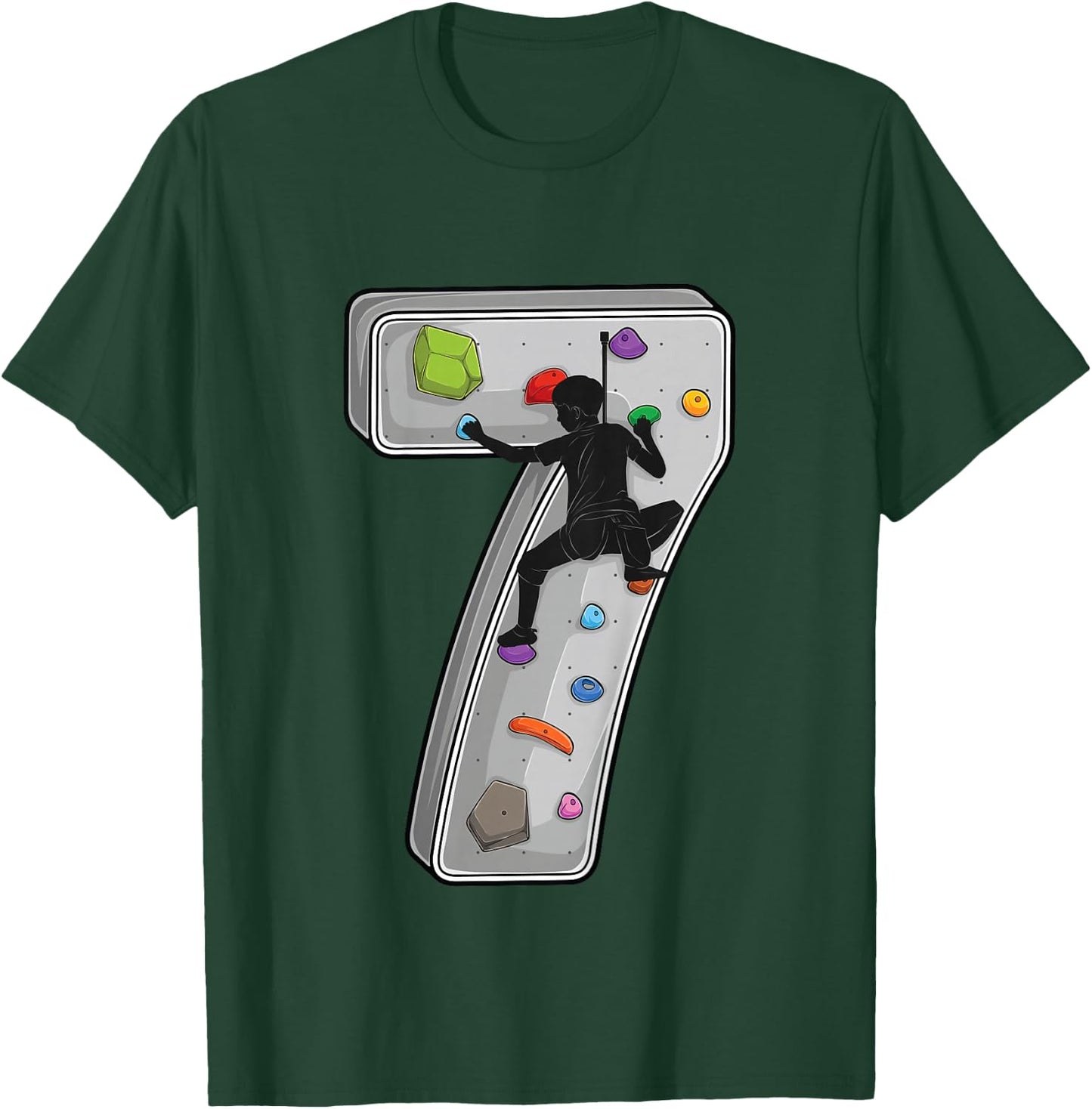 Kids 7 year old rock climbing 7th birthday Adventures Climber T-Shirt - T-Shirt | Forest