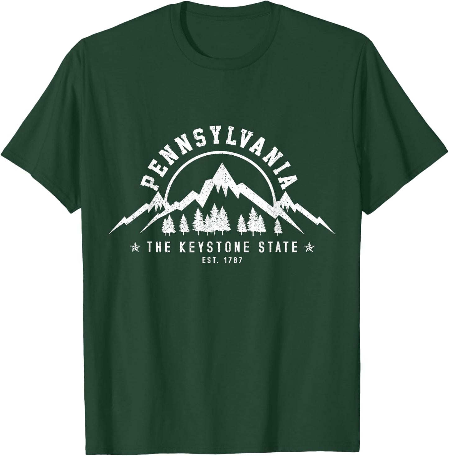 Pennsylvania State Est. 1787 Vintage Mountains Gift T-Shirt - T-Shirt | Forest