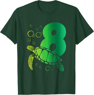 8th Birthday Turtle T-Shirt - T-Shirt | Forest