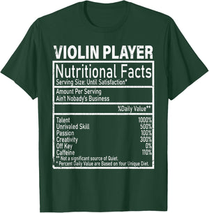 Violin Player Facts Funny Violinist Music Player Graphic T-Shirt - T-Shirt | Forest