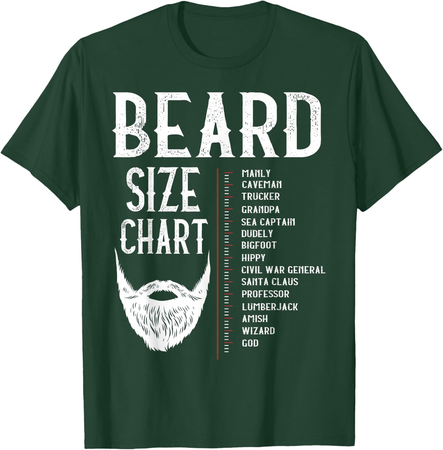 Beard Measurement Chart Shirt, Beard Length Growth Chart T-Shirt - T-Shirt | Forest