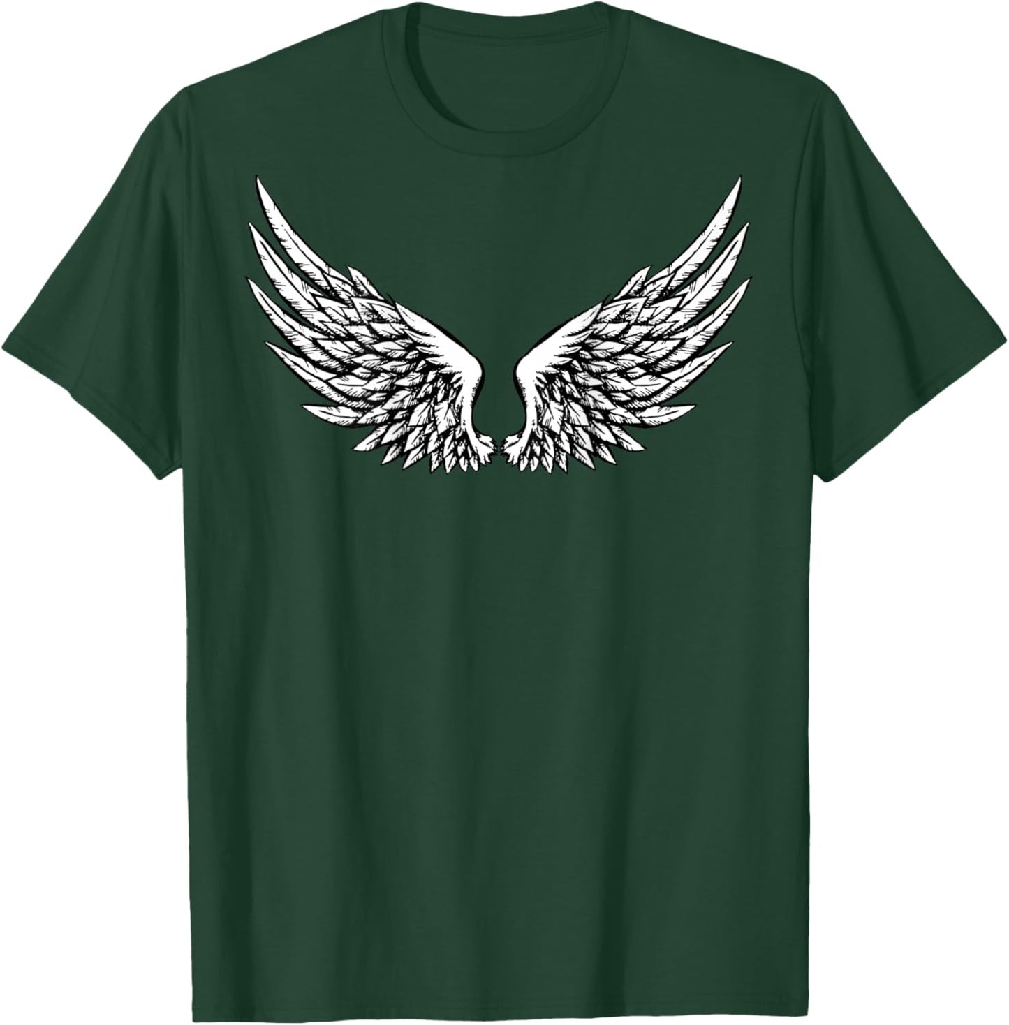 Wings On The Back Side Angel Black And White T-Shirt - T-Shirt | Forest