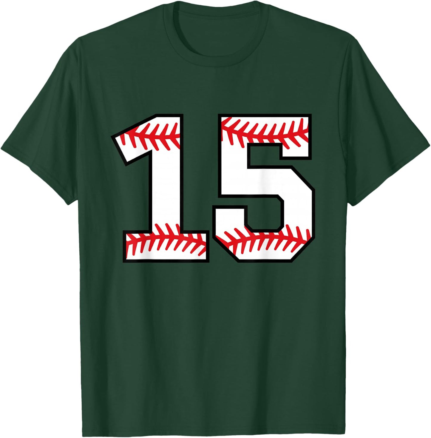 Baseball Number #15 T-Shirt - T-Shirt | Forest