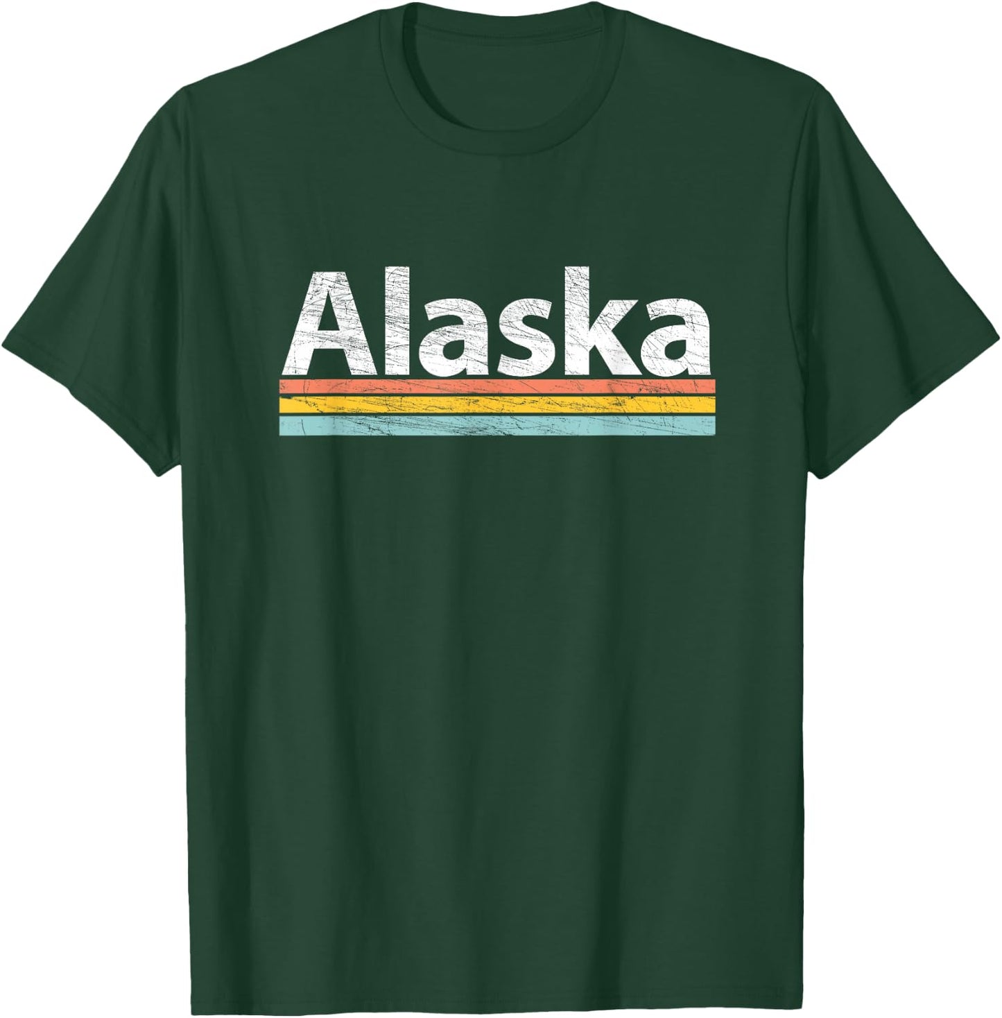 ALASKA - Vintage / Worn Design Retro Stripes - Classic T-Shirt - T-Shirt | Forest