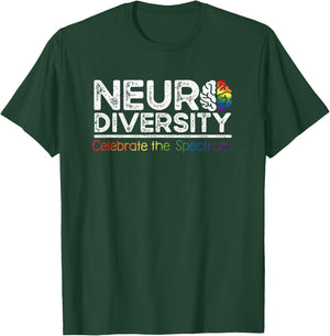 Neurodiversity Celebrate Mental Health ADHD Autism Awareness T-Shirt - T-Shirt | Forest