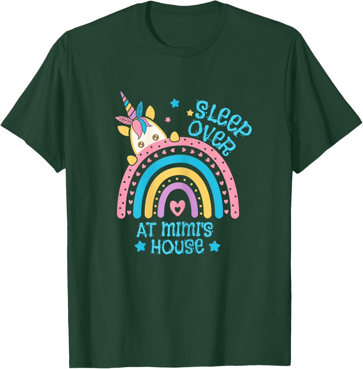 Sleepover At Mimi's House Rainbow Unicorn Slumber Party T-Shirt - T-Shirt | Forest