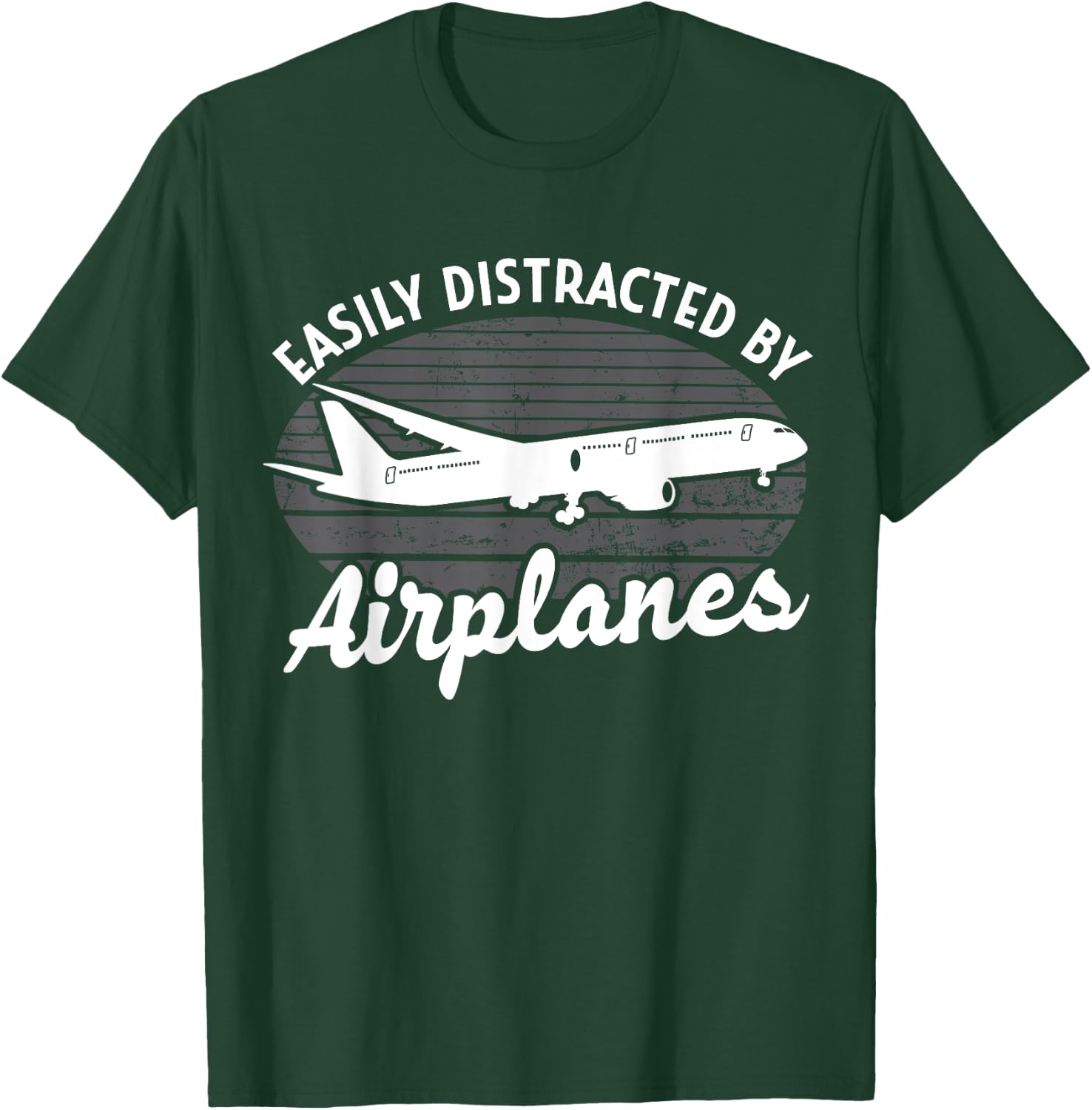 Easily Distracted By Airplanes Aviation Pilot Airplane Lover T-Shirt - T-Shirt | Forest
