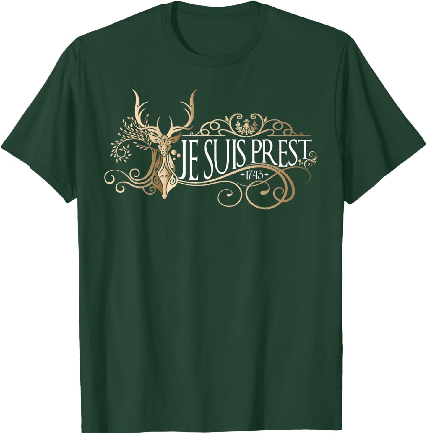 Je Suis Prest | Beige Deer | Scottish Gift T-Shirt - T-Shirt | Forest