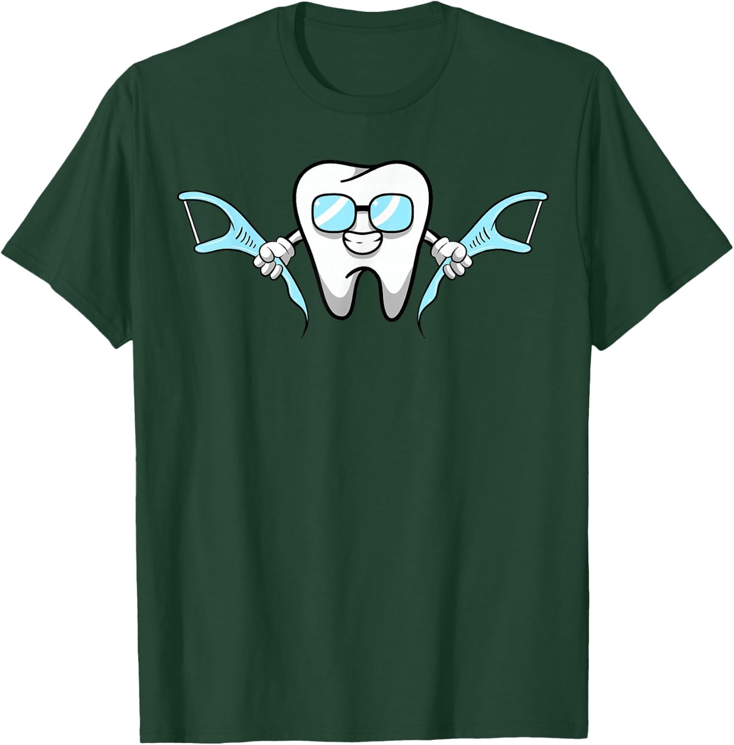 Lazy Costume for Dentist Smiling Cartoon Dental Floss T-Shirt - T-Shirt | Forest