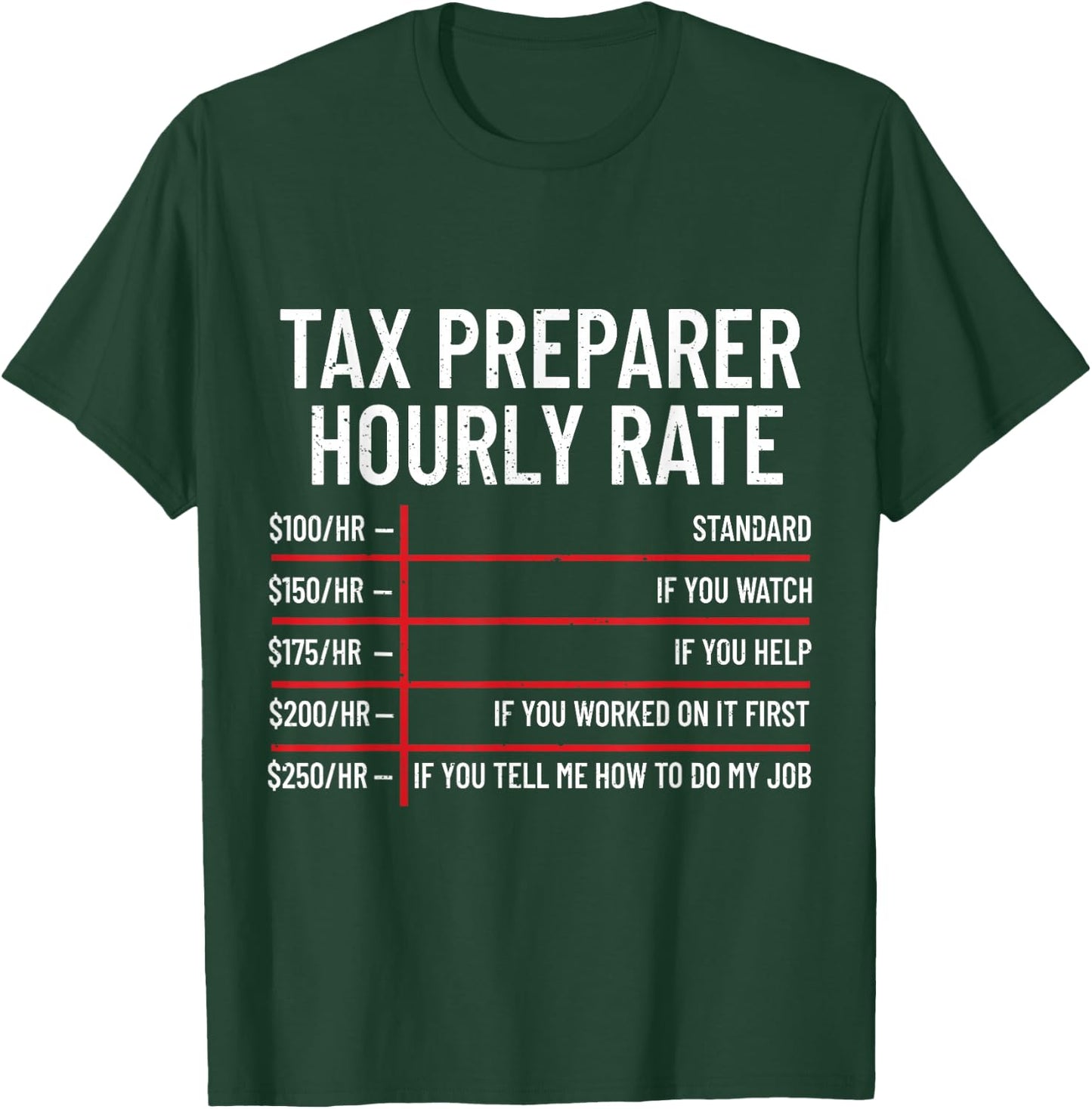 Tax Preparer Hourly Rate Accounting Funny Tax Day T-Shirt - T-Shirt | Forest