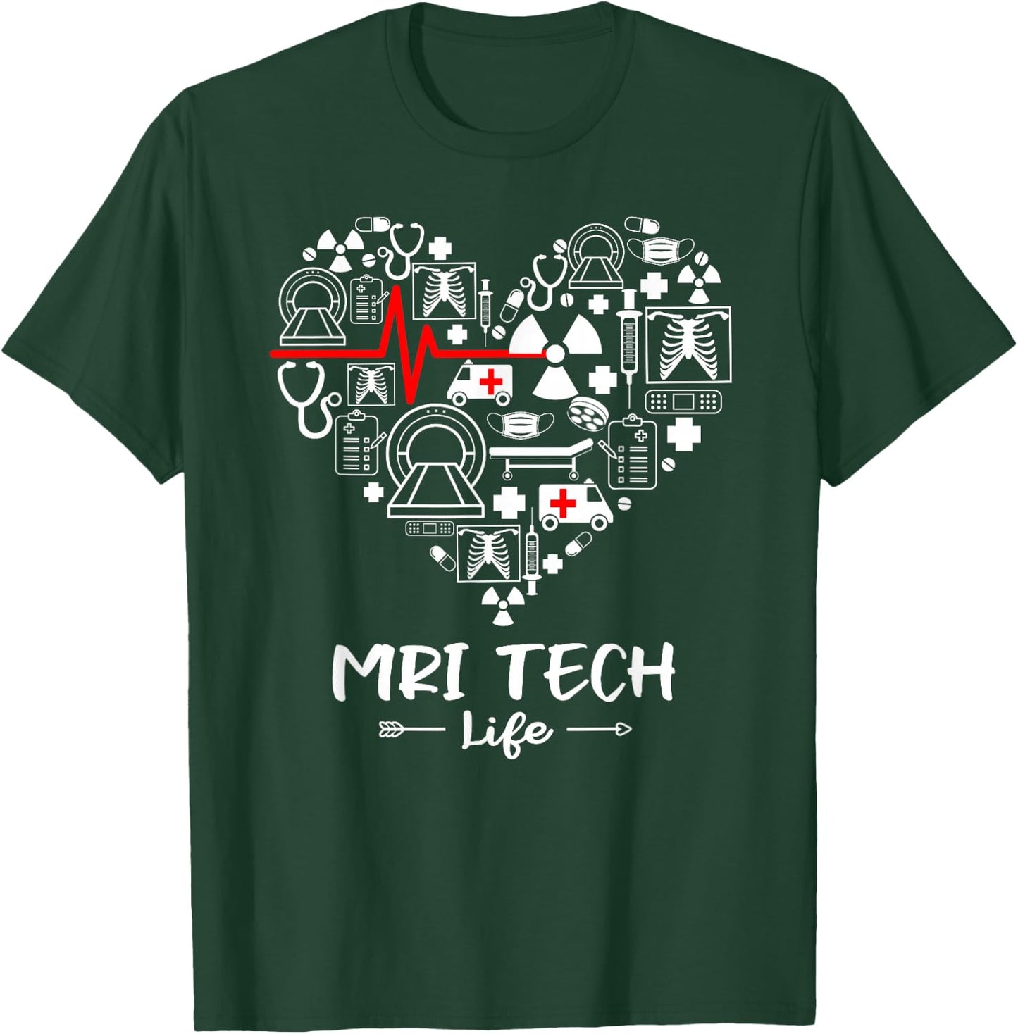 MRI Tech Life Heart Funny Technologist T-Shirt - T-Shirt | Forest