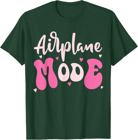 Cute Airplane Mode Travel Graphic Pilot Girl Women Mom Pink T-Shirt - T-Shirt | Forest
