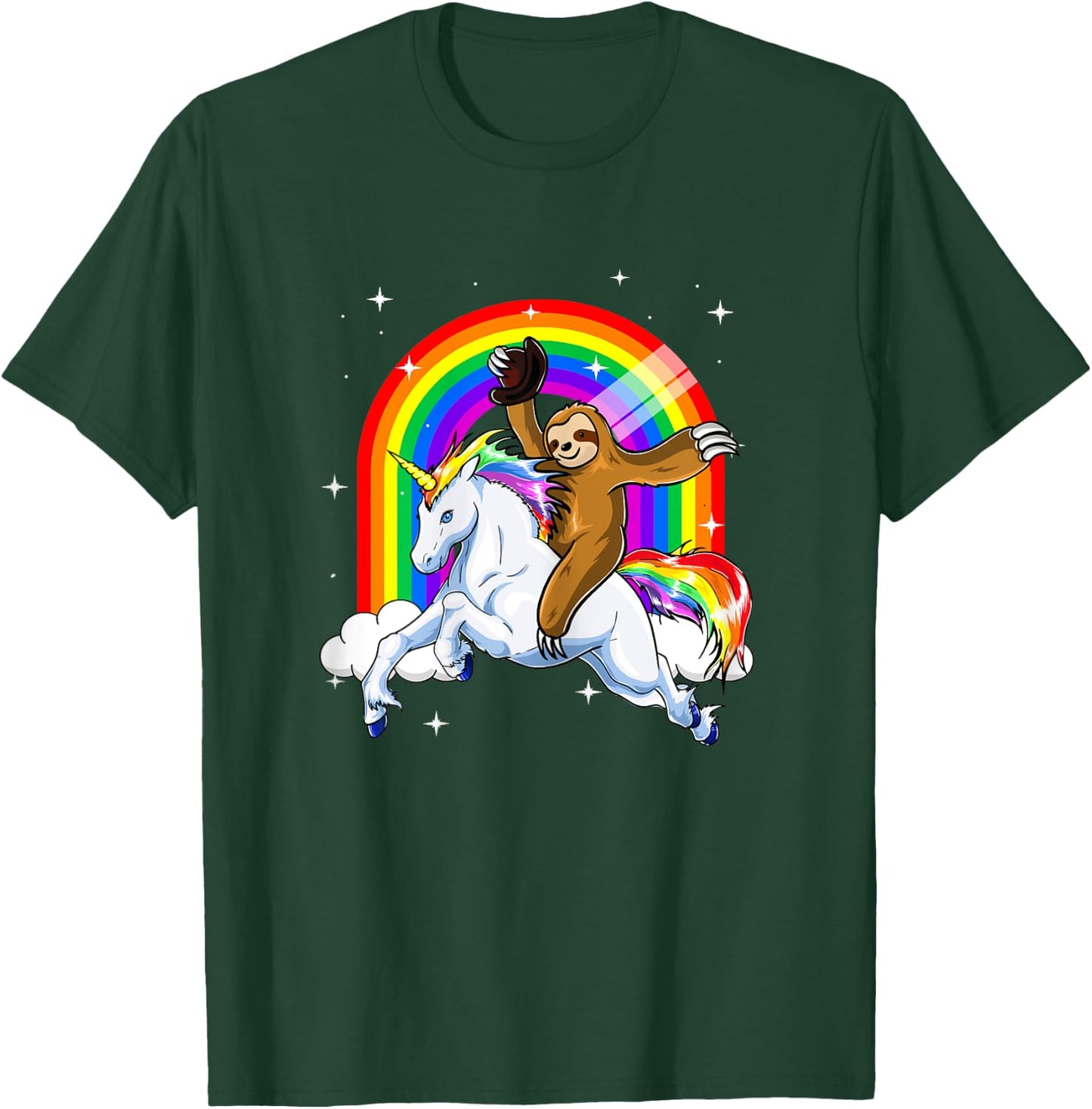Sloth Riding Unicorn Women Kids Slothicorn Gifts T-Shirt - T-Shirt | Forest