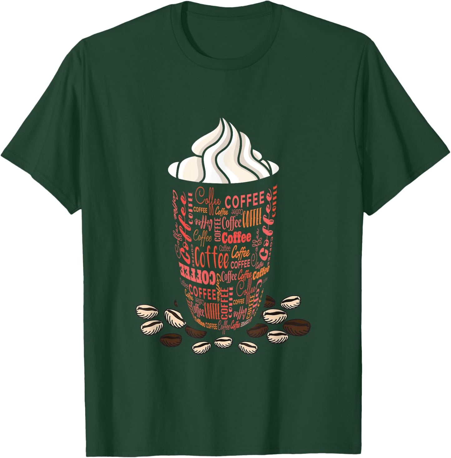 Coffee Bean Funky Whipped Cream Iced Coffee Lover Coffee Cup T-Shirt - T-Shirt | Forest