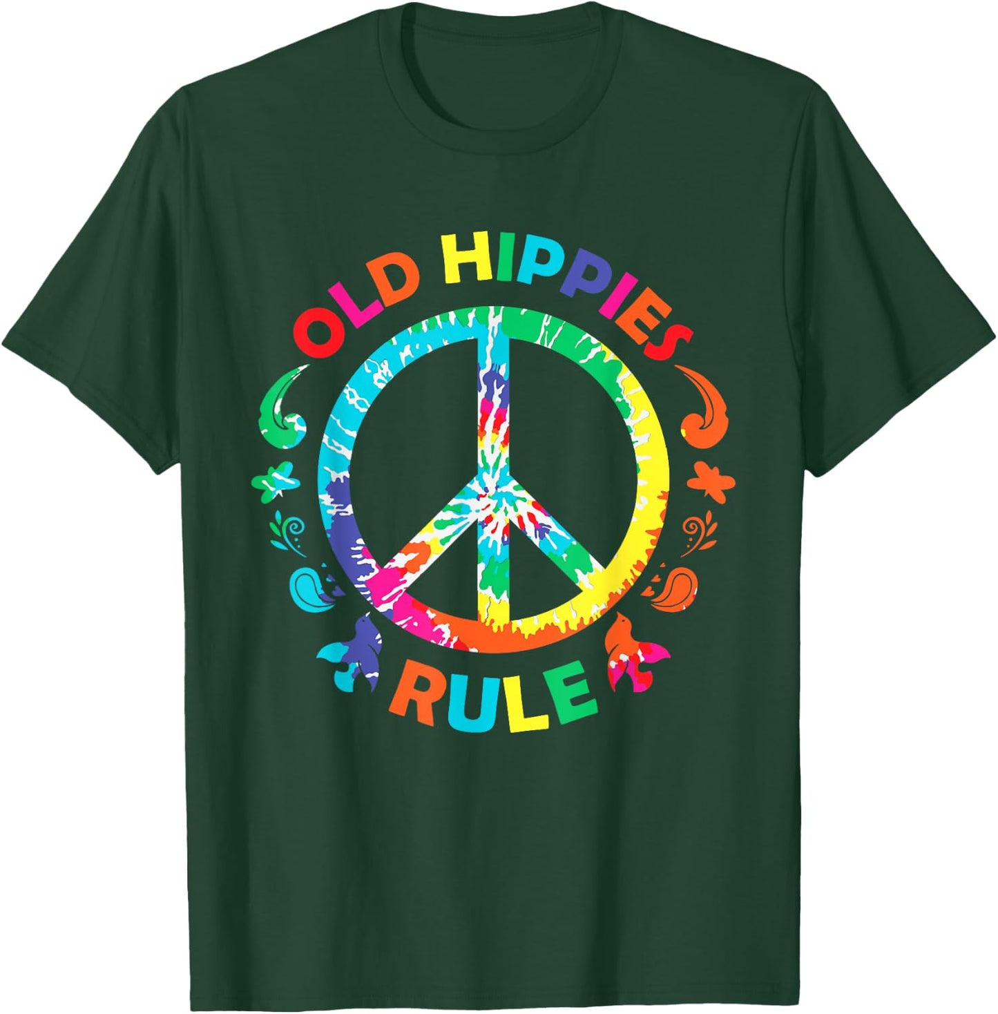 Old Hippies Rule Hippie Vintage Retro Costume Hippy Gift T-Shirt - T-Shirt | Forest