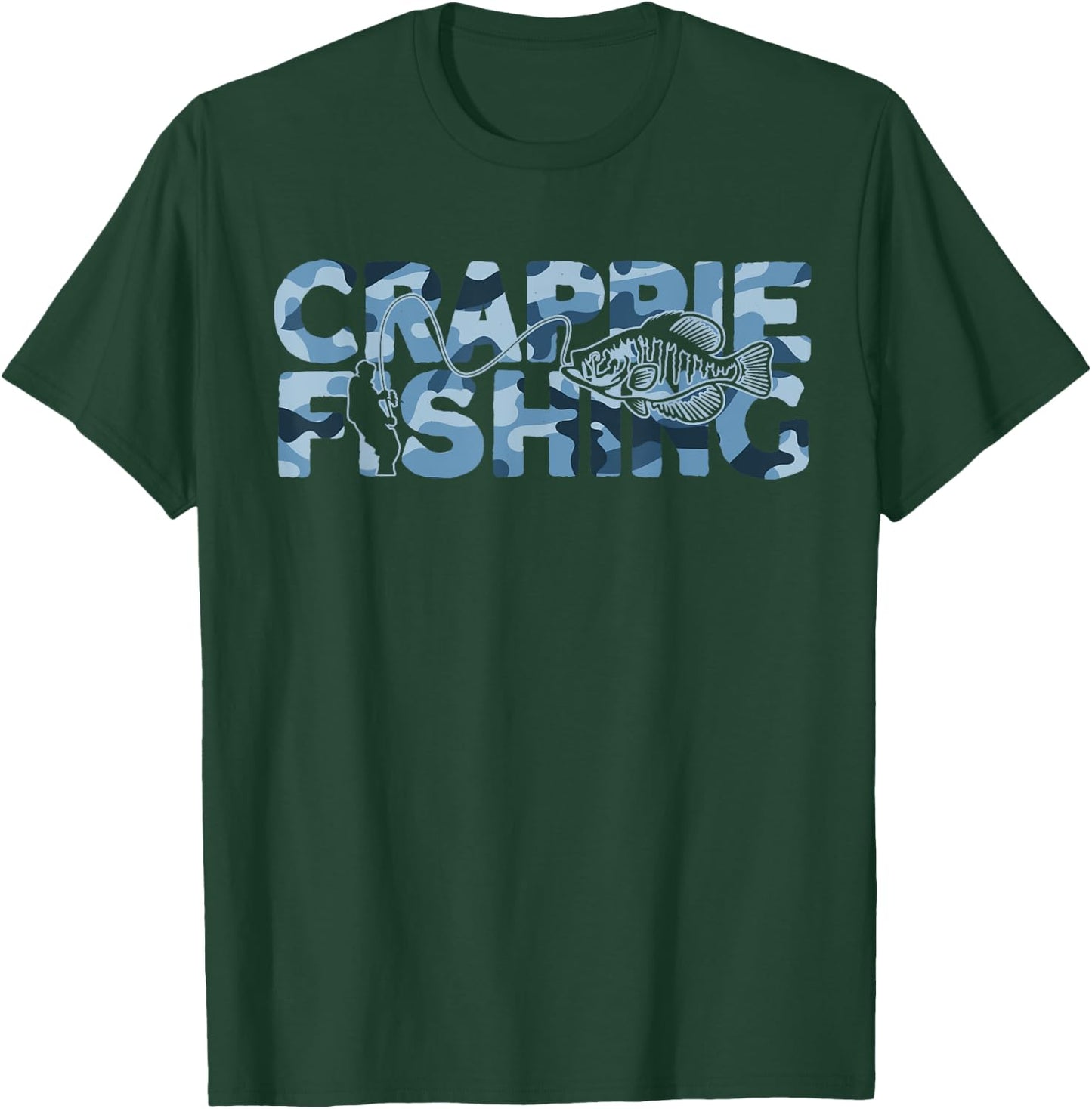 Crappie Fisherman Blue Camouflage Crappie Fishing T-Shirt - T-Shirt | Forest