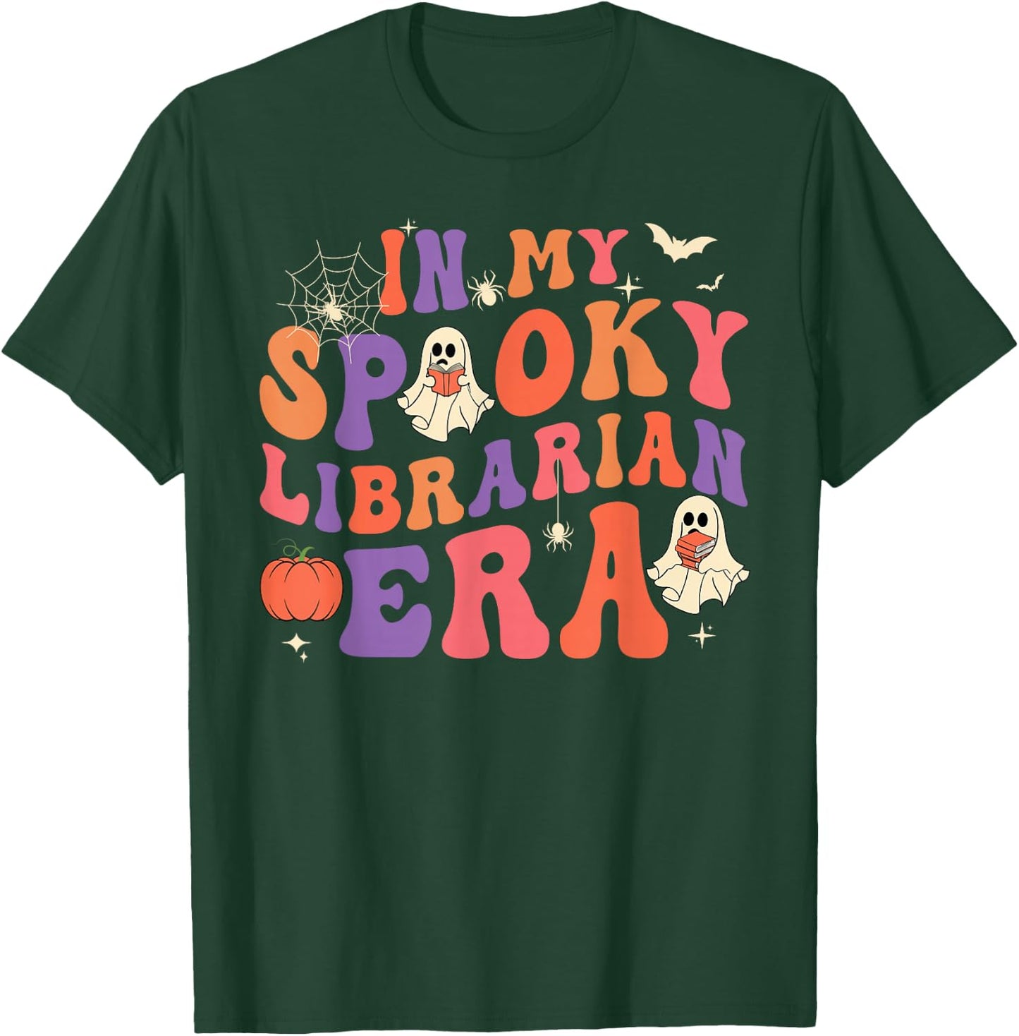In My Spooky Librarian Era Retro Ghost Halloween Teachers T-Shirt - T-Shirt | Forest