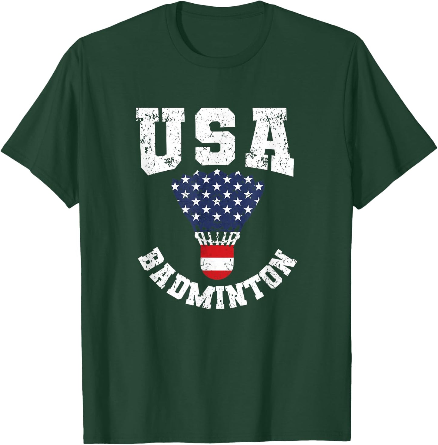 Shuttlecock Red White Blue 4th July Patriotic USA Badminton T-Shirt - T-Shirt | Forest