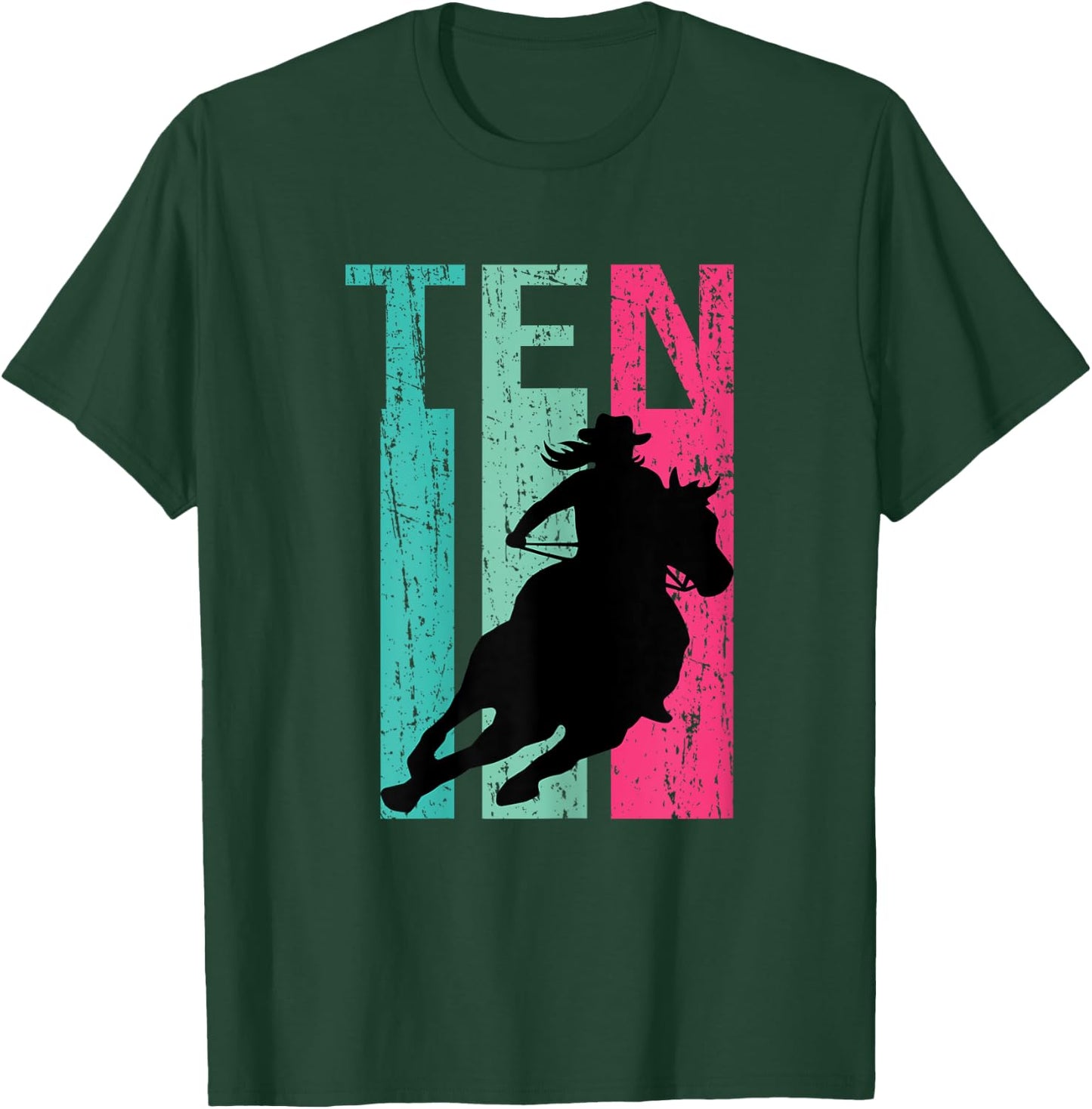 Retro Rodeo 10th Birthday Horse Lover Cowgirl Country 10 T-Shirt - T-Shirt | Forest