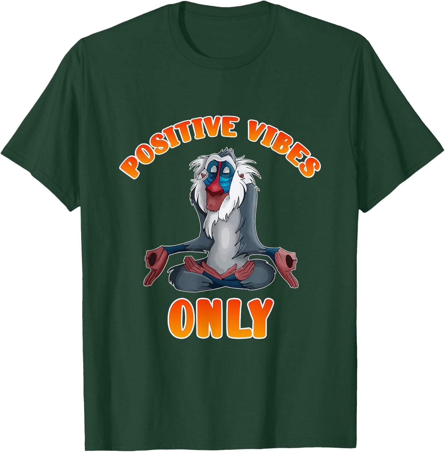 Positive Vibes Monkey Namaste Meditation Zen T-Shirt - T-Shirt | Forest