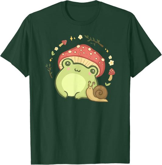 Cottagecore Aesthetic Frog Snail Cute Vintage T-Shirt - T-Shirt | Forest