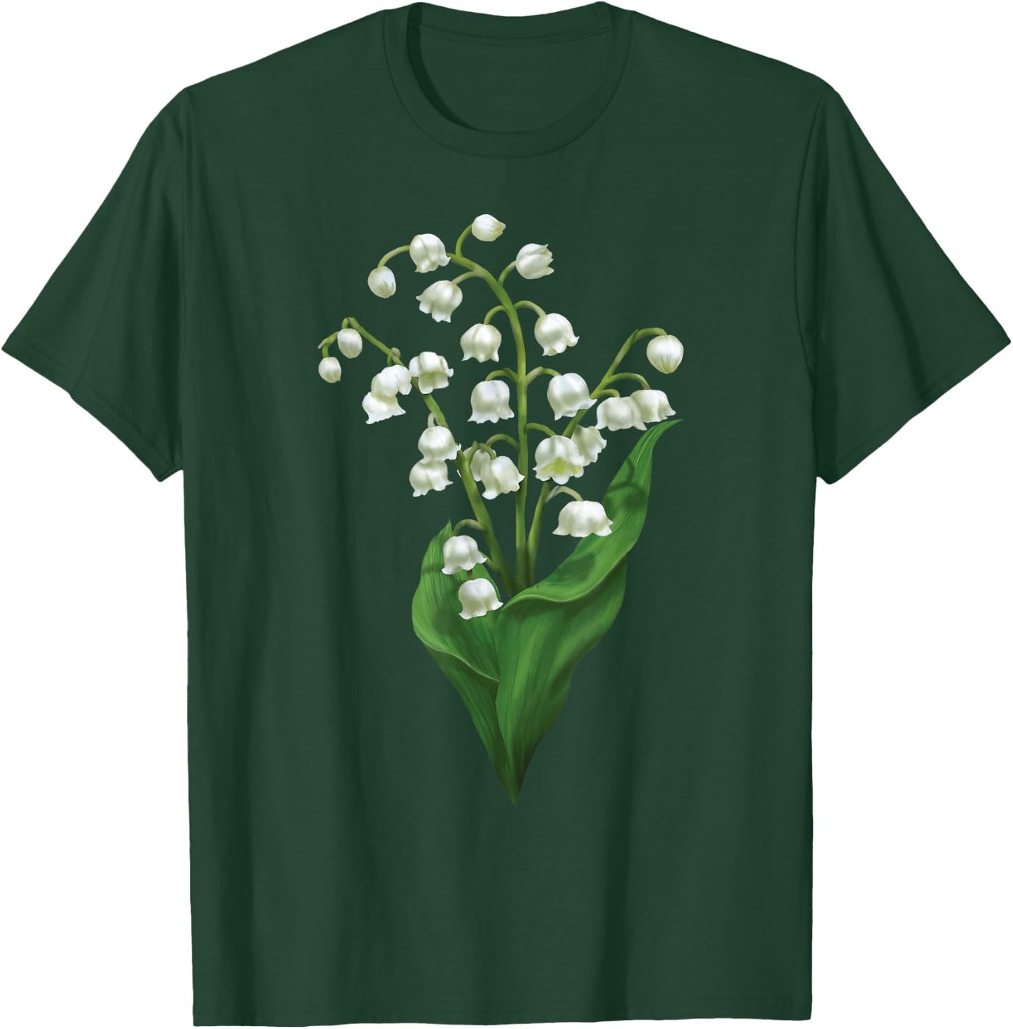 White Lily Of The Valley Spring Flower Watercolor T-Shirt - T-Shirt | Forest