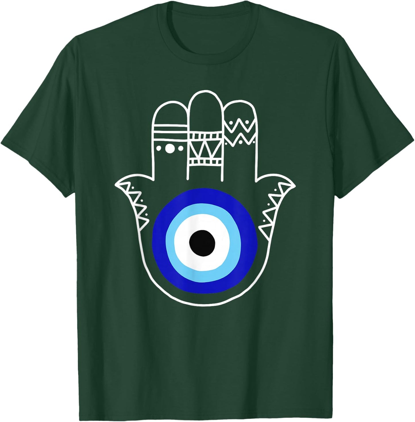 Hand of Hamsa Evil Eye Curse Protection Nazar Mati Evil Eye T-Shirt - T-Shirt | Forest