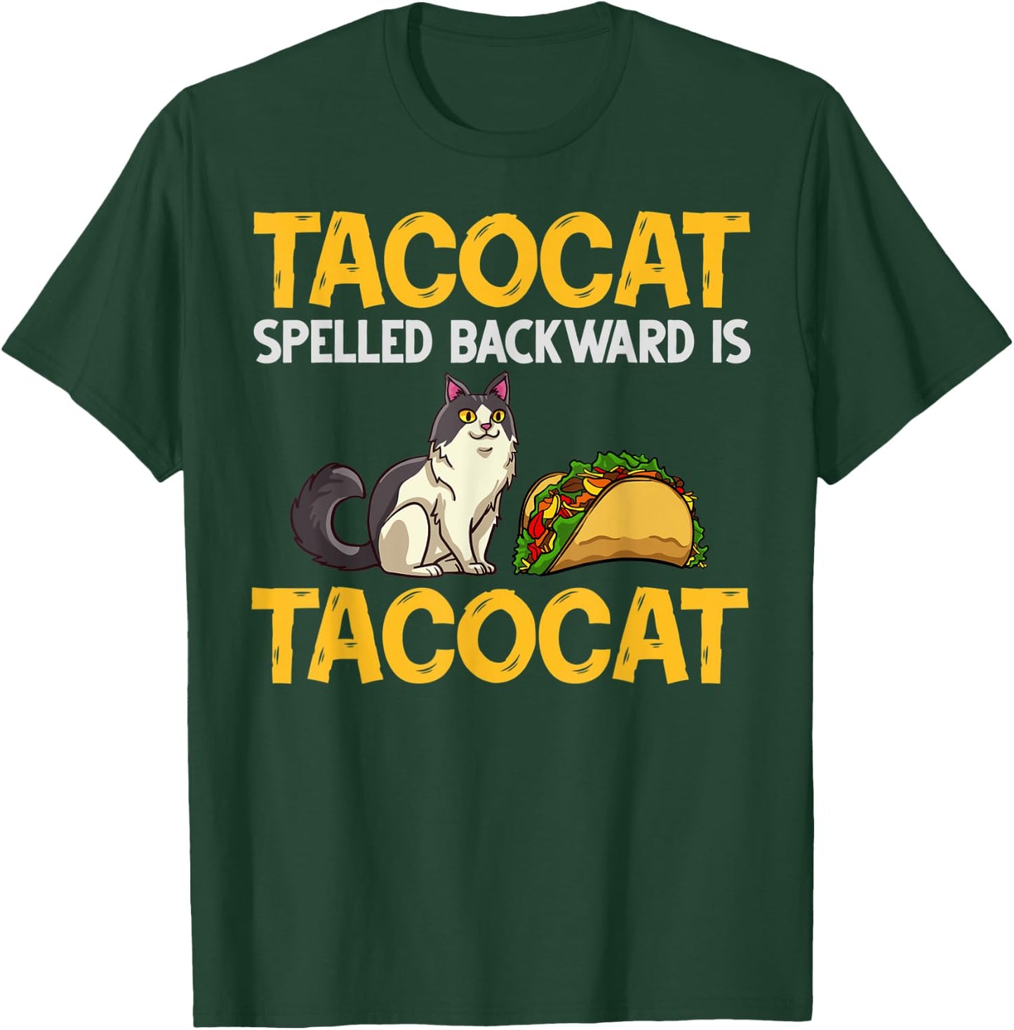 Tacocat Spelled Backwards Taco Cat Kitten T-Shirt - T-Shirt | Forest