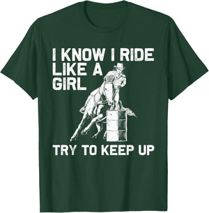 Funny Barrel Racing Gift Rodeo Horse Racer Girl T-Shirt - T-Shirt | Forest