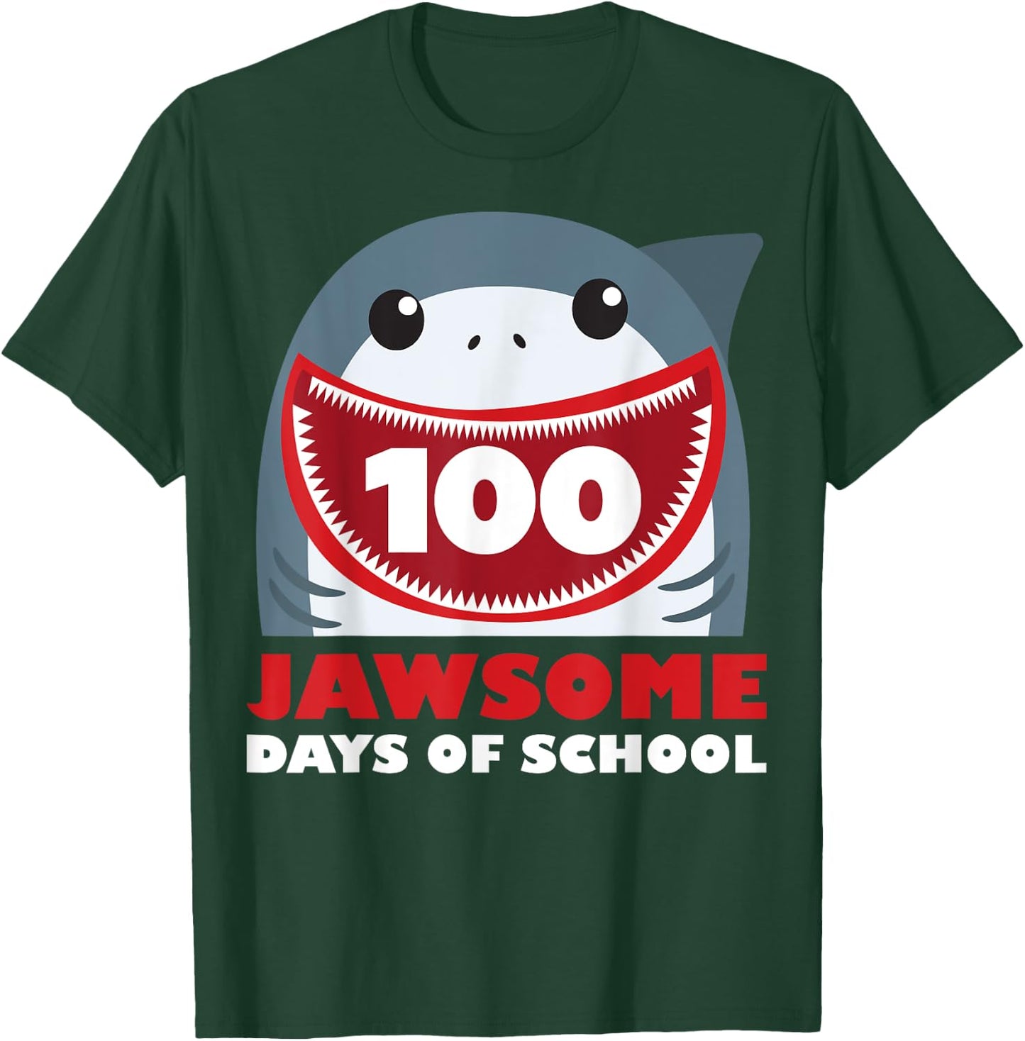 Jawsome Shark 100 Days Of School Shirt Teacher Boy Girl Gift T-Shirt - T-Shirt | Forest