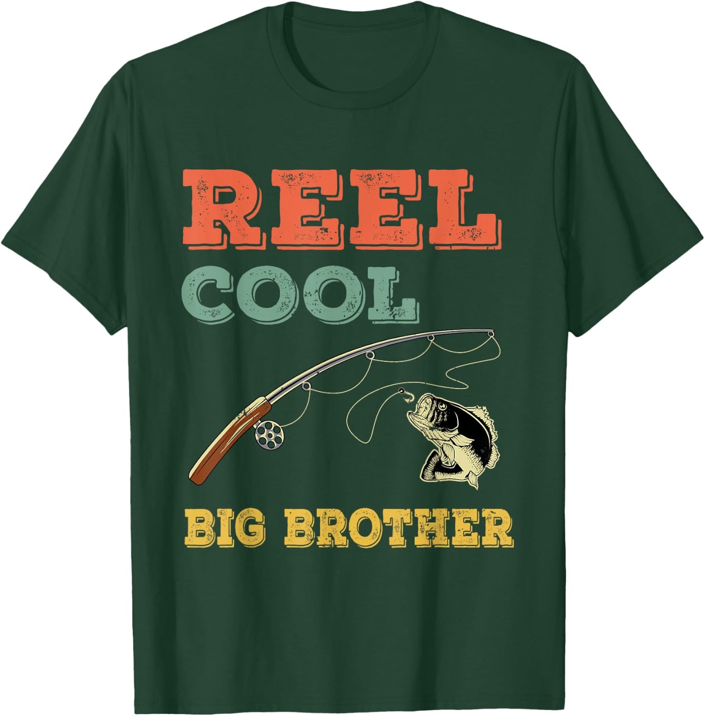 Reel Cool Big Brothers Gift Older Brother Boys Fishing Gift T-Shirt - T-Shirt | Forest