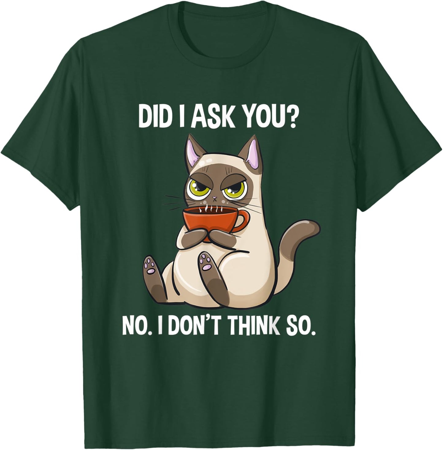 Did I Ask You No I Don't Think So Funny Sarcastic Coffee Cat Women T-Shirt - T-Shirt | Forest